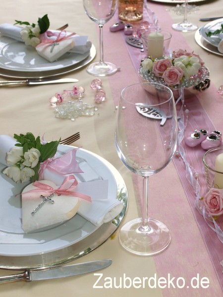 KOMPLETTSET 20 Personen Taufe Rosa Mädchen Tischdeko Baby ...